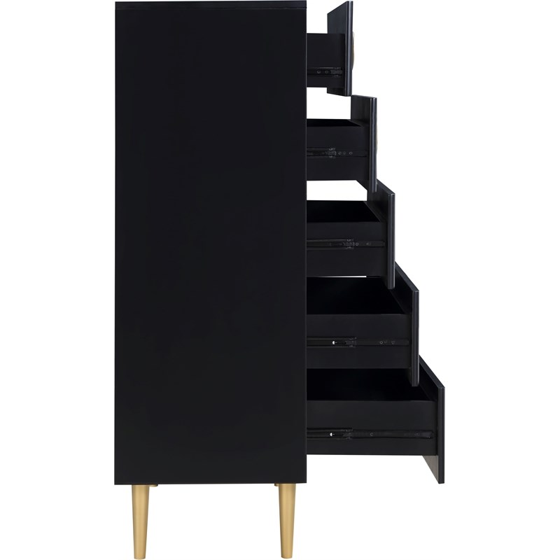 Meridian Furniture Zayne Contemporary Metal Chest in Rich Black Finish