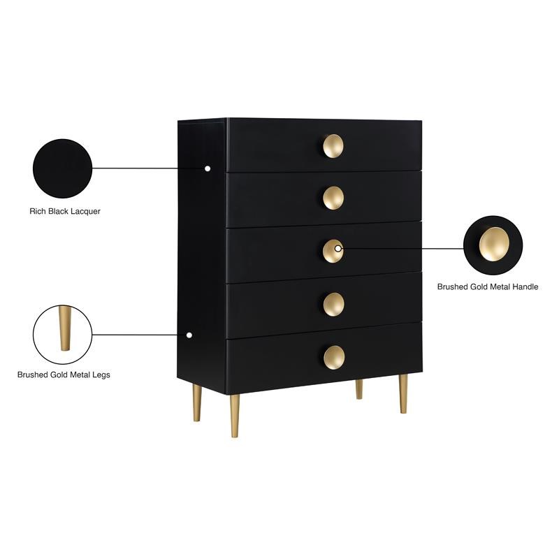 Meridian Furniture Zayne Contemporary Metal Chest in Rich Black Finish