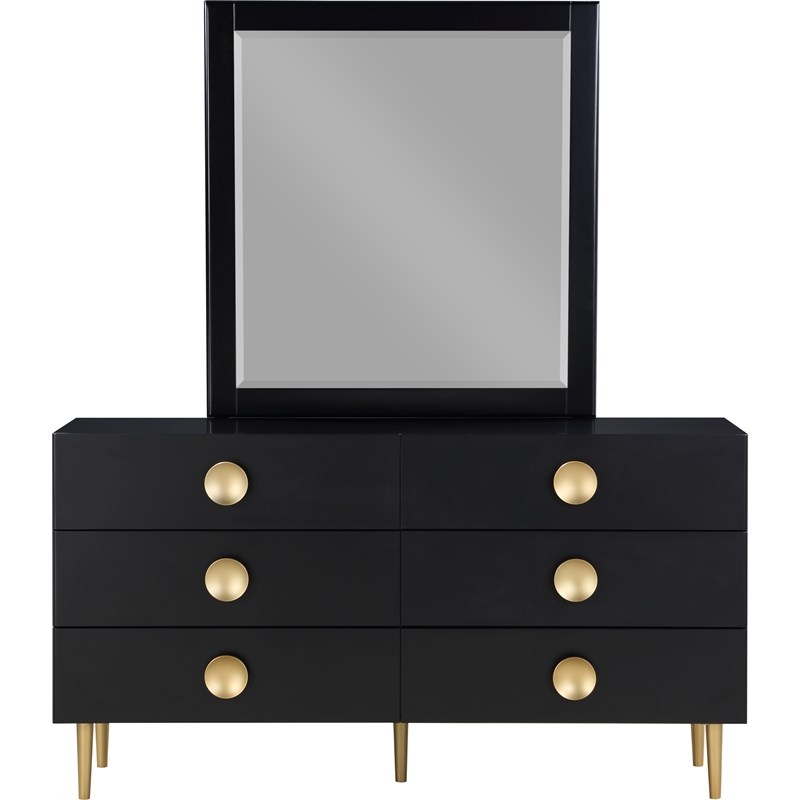 Meridian Furniture Zayne Contemporary Metal Dresser in Rich Black