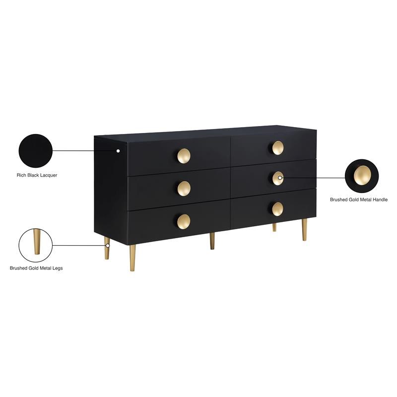 Meridian Furniture Zayne Contemporary Metal Dresser in Rich Black