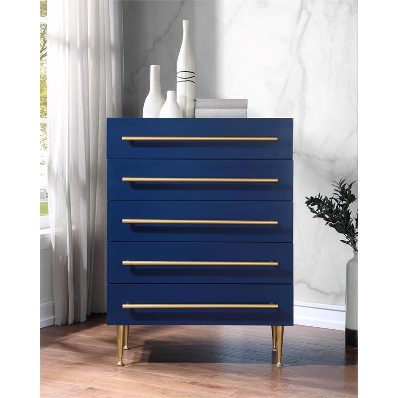 Meridian Furniture Marisol Contemporary Metal Chest in Rich Navy Finish