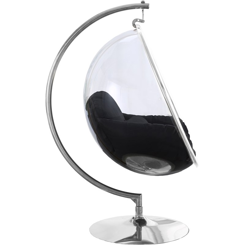 Meridian Furniture Luna Fabric Acrylic Swing Bubble Accent Chair in Black
