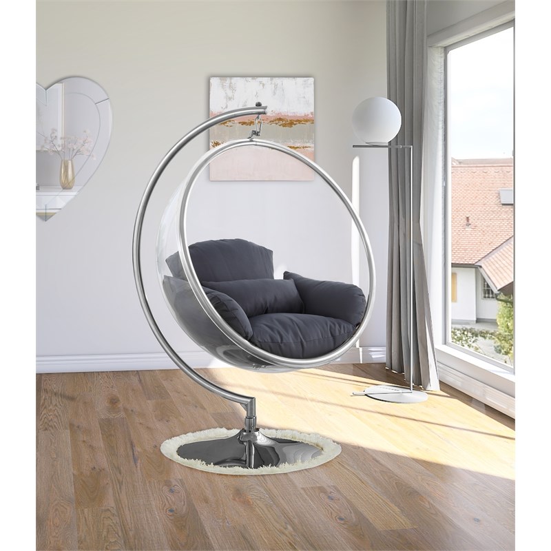 Meridian Furniture Luna Fabric / Metal Acrylic Swing Bubble Accent