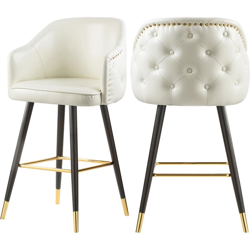Meridian Furniture Barbosa Soft White Faux Leather Bar/Counter Stool (Set of 2)