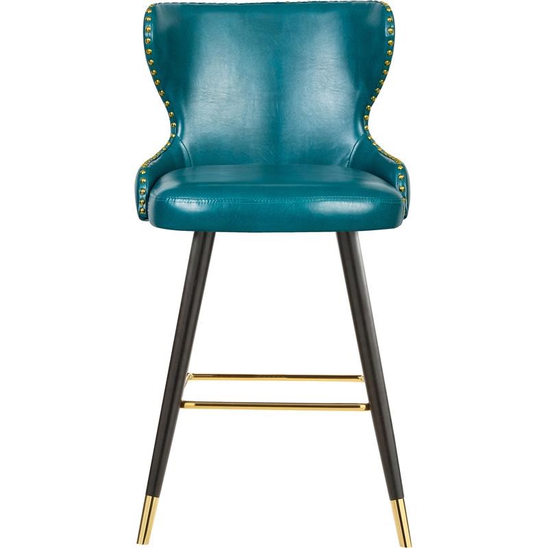 Meridian Furniture Hendrix Blue Faux Leather 28" Bar Stool (Set of 2
