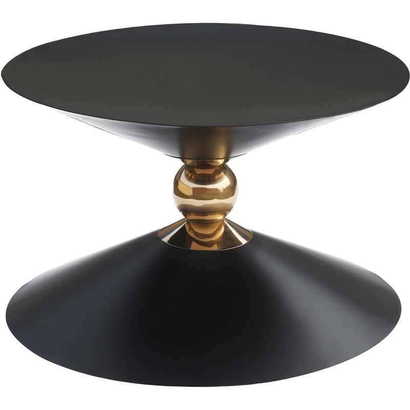 Meridian Furniture Malia Black and Gold Metal Hourglass Shaped Coffee Table