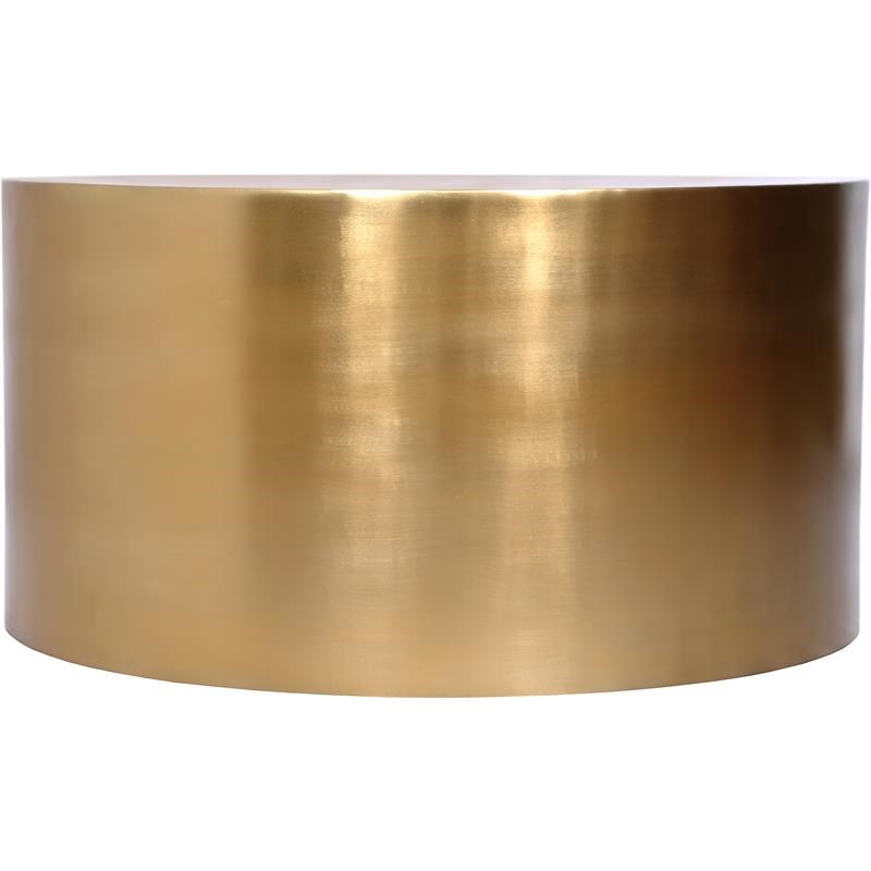 Meridian Furniture Cylinder Round Brushed Gold Metal Coffee Table