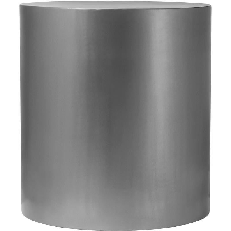 Meridian Furniture Cylinder Round Brushed Chrome Metal End Table