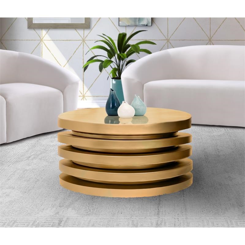 Meridian Furniture Levels Brushed Gold Round Coffee Table