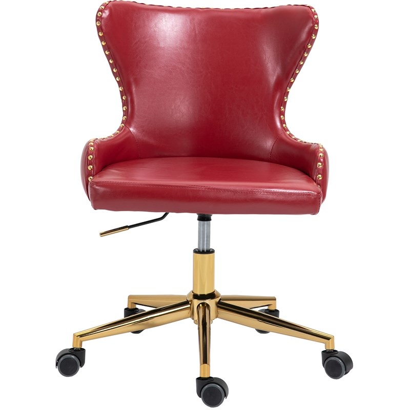 Meridian Furniture Hendrix Swivel, Red Leather Computer Chair