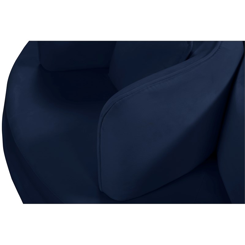 Meridian Furniture Circlet Navy Velvet Roundabout Sofa with Gold Iron