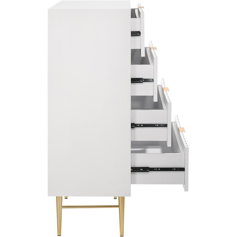 Meridian Furniture Modernist Contemporary Chest in White Medium Gloss Finish