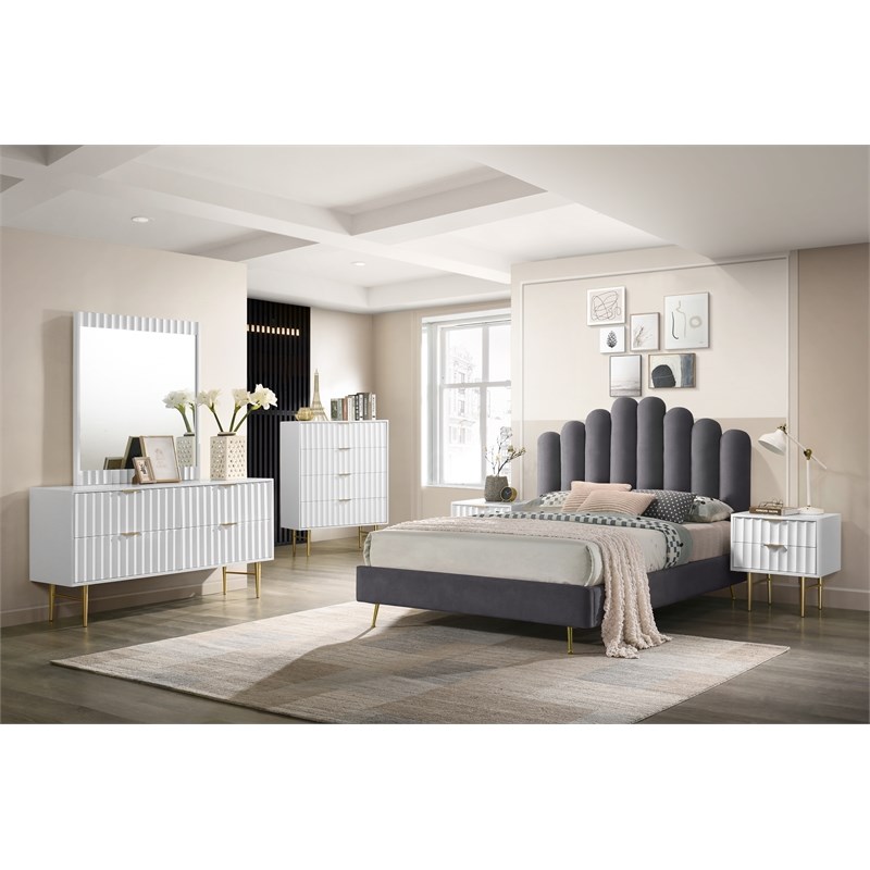 Meridian Furniture Modernist Contemporary Dresser in White Medium Gloss Finish