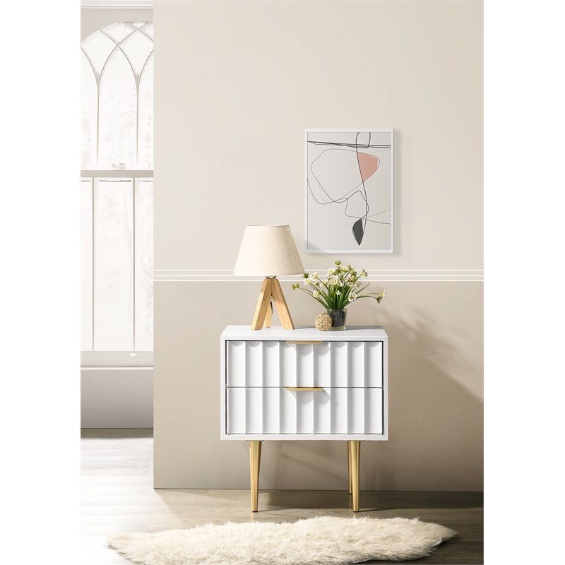 Meridian Furniture Modernist Nightstand in White Medium Gloss Finish