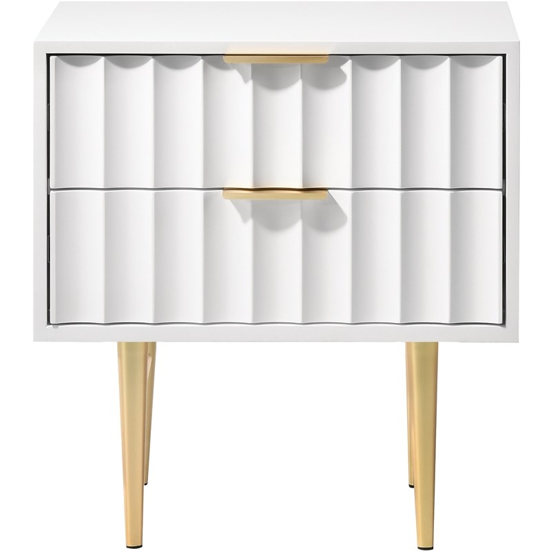 Meridian Furniture Modernist Nightstand in White Medium Gloss Finish