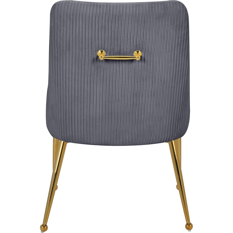 Meridian Furniture Ace Gray Velvet Dining Chair with Gold Legs (Set of 2)