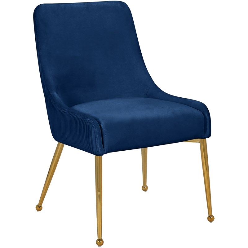 Meridian Furniture Ace Navy Velvet Dining Chair with Gold Legs (Set of ...