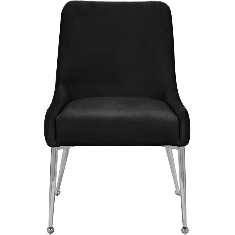 Meridian Furniture Ace Black Velvet Dining Chair with Chrome Legs (Set of 2)