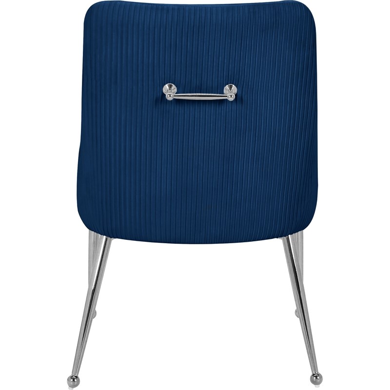 Meridian Furniture Ace Navy Velvet Dining Chair with Chrome Legs (Set