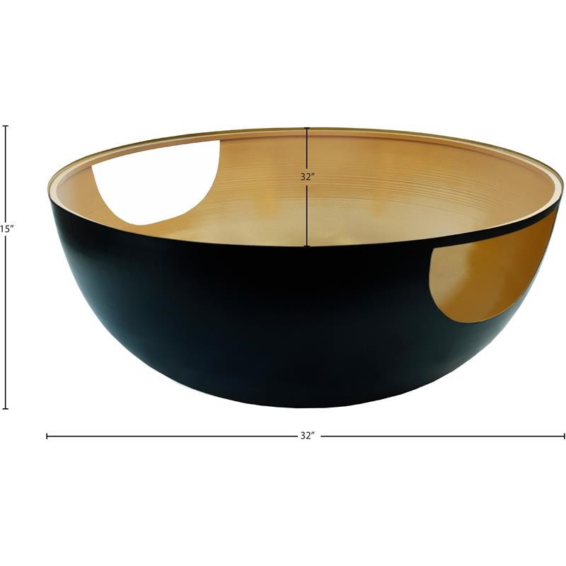 Meridian Furniture Doma Round Matte Black Metal Coffee Table with Glass Top