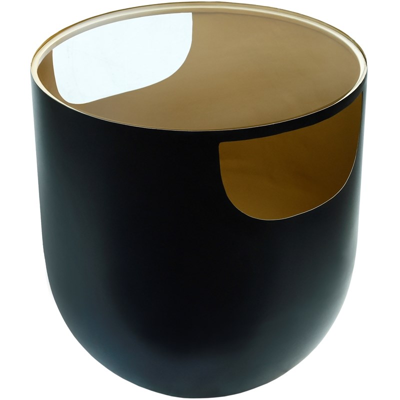 Meridian Furniture Doma Round Matte Black Metal End Table with Glass Top