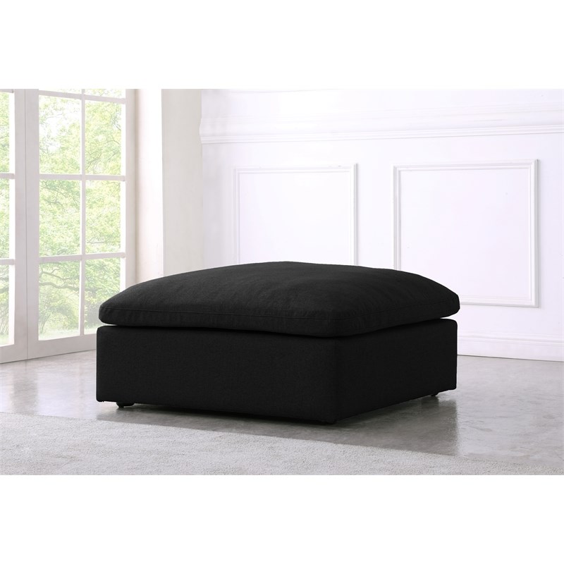 Meridian Furniture Serene Black Linen Fabric Deluxe Modular Ottoman