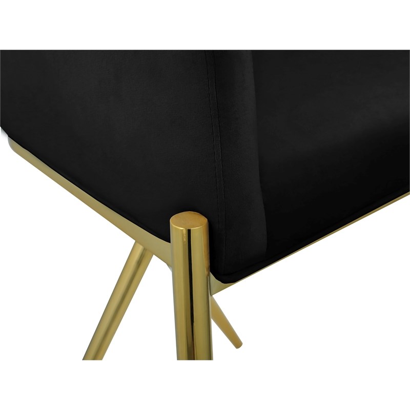 Meridian Furniture Xavier Black Velvet Counter Stool with Gold Metal Legs
