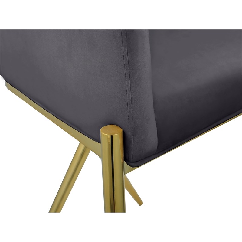 Meridian Furniture Xavier Gray Velvet Counter Stool with Gold Metal Legs