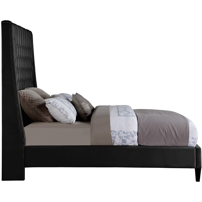 Meridian Furniture Fritz Black Velvet King Bed