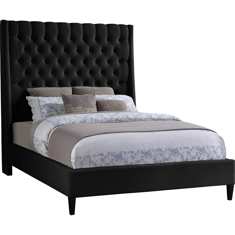 Meridian Furniture Fritz Black Velvet King Bed