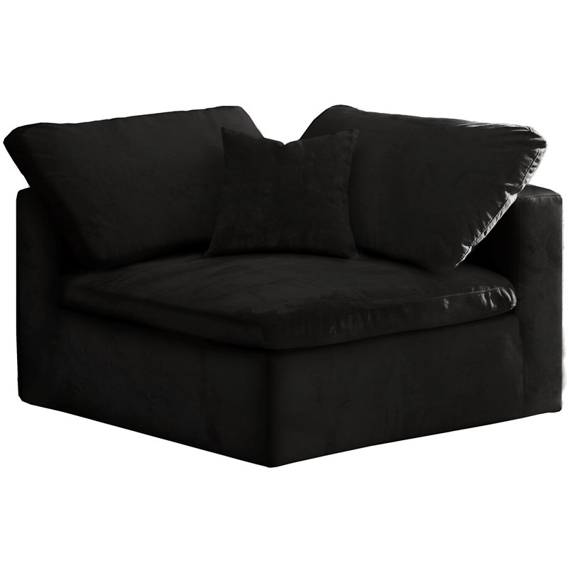 Meridian Furniture Cozy Black Velvet Modular Corner Chair