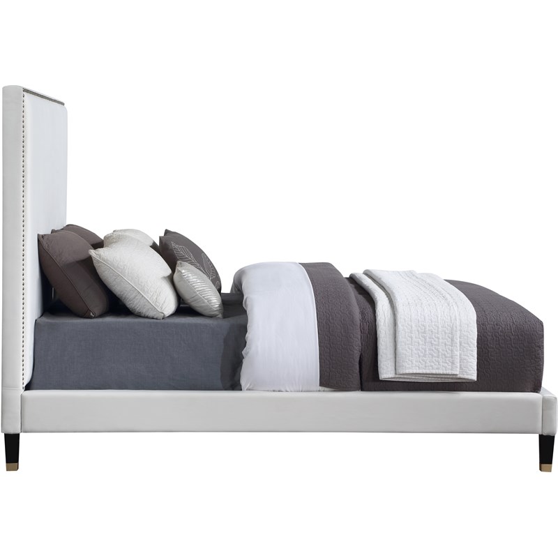 Meridian Furniture Harlie Cream Velvet Full Bed