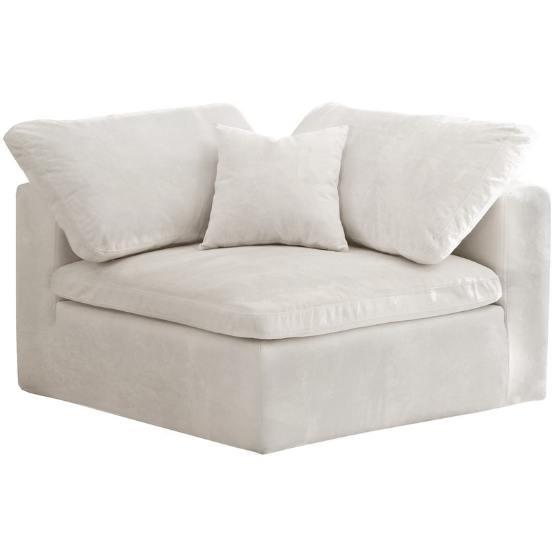 Meridian Furniture Cozy Cream Velvet Modular Corner Chair
