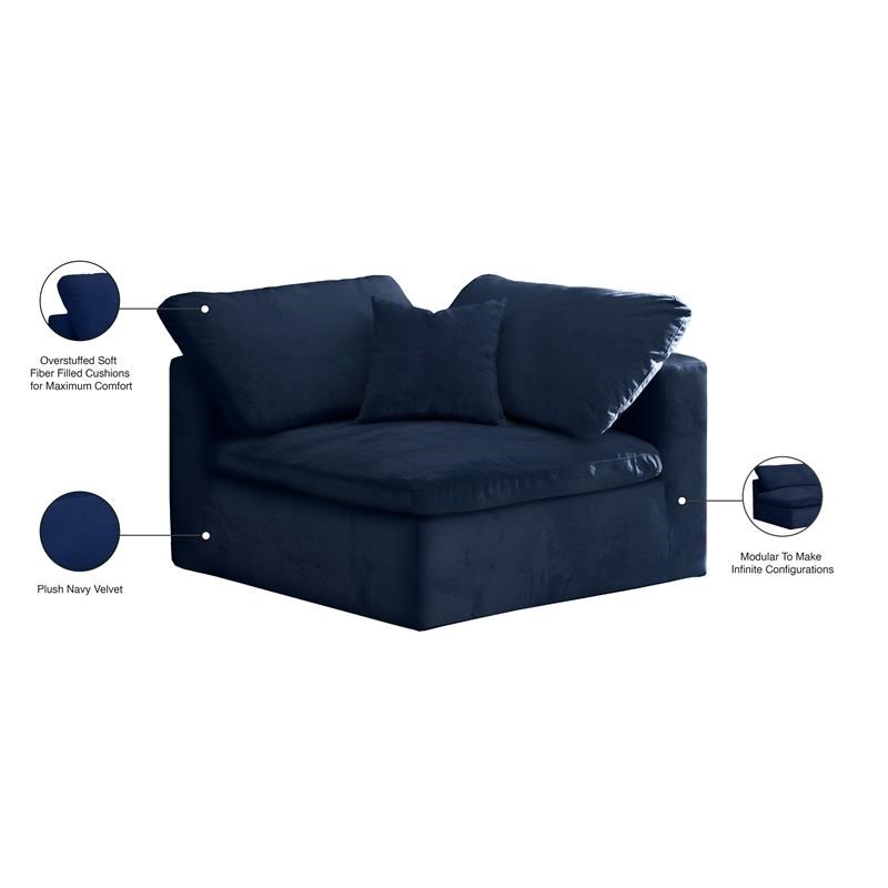 Meridian Furniture Cozy Navy Velvet Modular Corner Chair