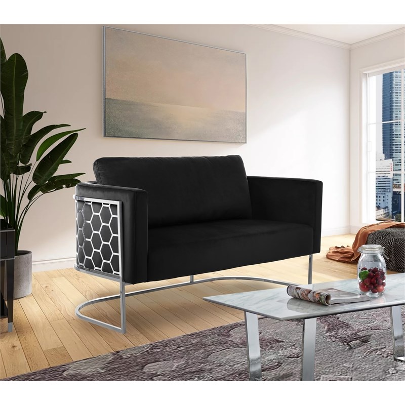 Meridian Furniture Casa Black Velvet Upholstereded Loveseat