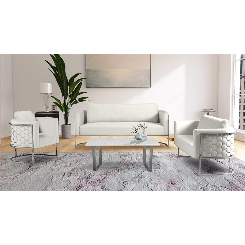 Meridian Furniture Casa Cream Velvet Upholstereded Loveseat