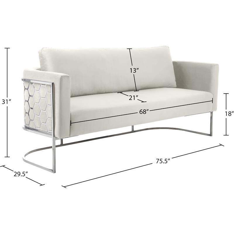 Meridian Furniture Casa Cream Velvet Upholstereded Sofa