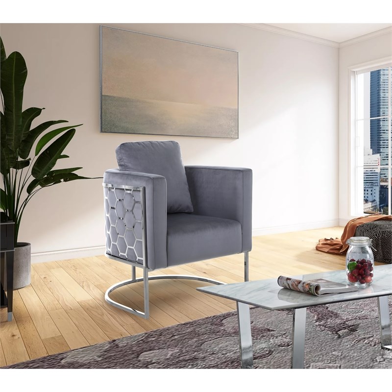Meridian Furniture Casa Gray Velvet Upholstereded Chair