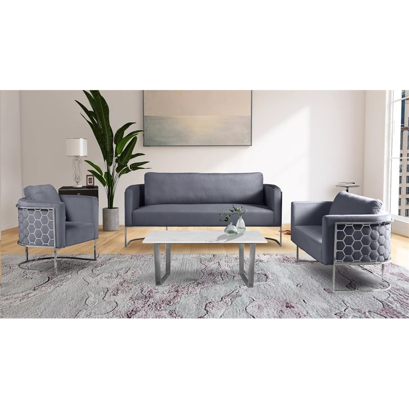 Meridian Furniture Casa Gray Velvet Upholstereded Chair