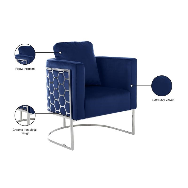 Meridian Furniture Casa Navy Velvet Upholstereded Chair