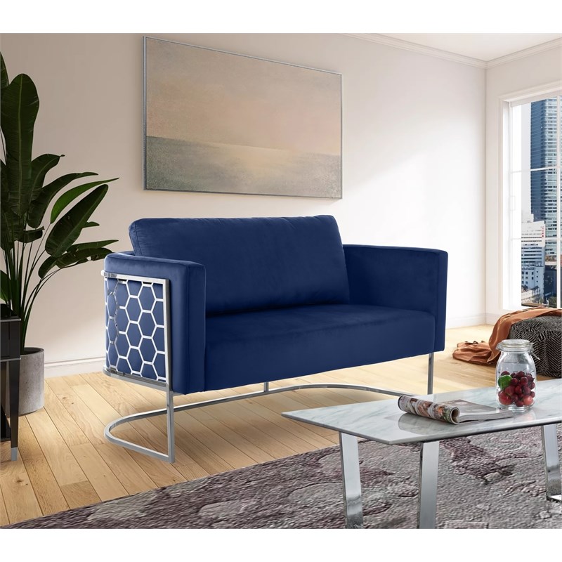 Meridian Furniture Casa Navy Velvet Upholstereded Loveseat
