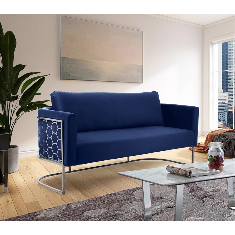 Meridian Furniture Casa Navy Velvet Upholstereded Sofa
