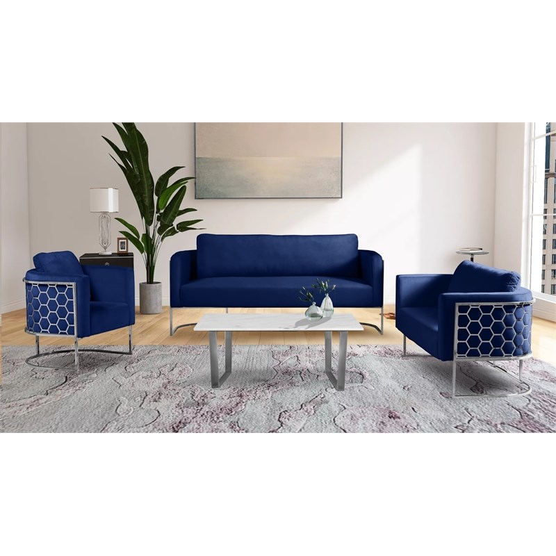Meridian Furniture Casa Navy Velvet Upholstereded Sofa