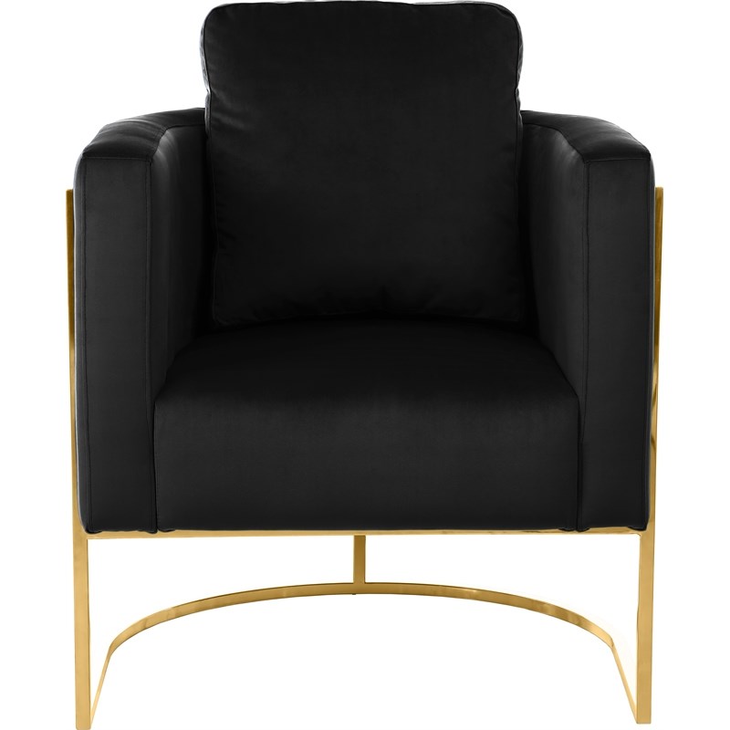 Meridian Furniture Casa Black Velvet Chair with Gold Iron Metal Base