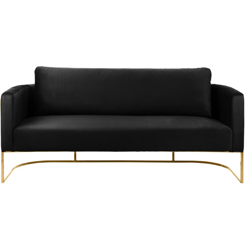 Meridian Furniture Casa Black Velvet Sofa with Gold Iron Metal Base
