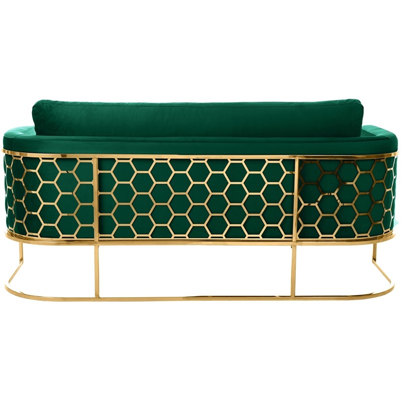 Meridian Furniture Casa Green Velvet Sofa with Gold Iron Metal Base