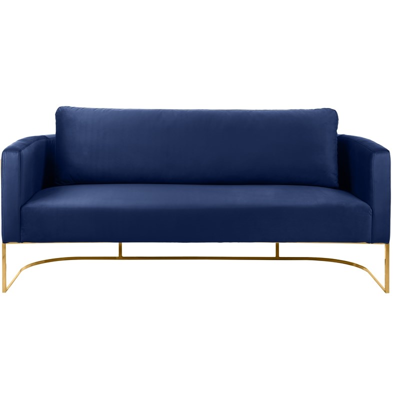 Meridian Furniture Casa Navy Velvet Sofa with Gold Iron Metal Base