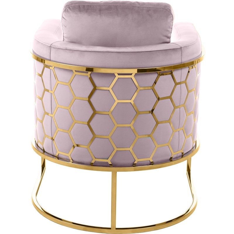 Meridian Furniture Casa Pink Velvet Chair with Gold Iron Metal Base