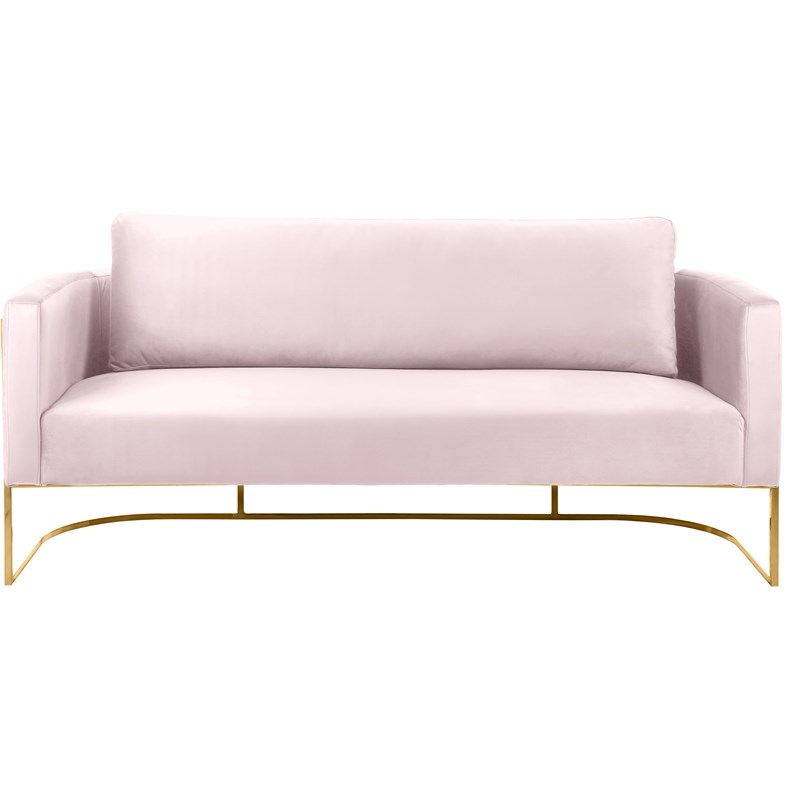Meridian Furniture Casa Pink Velvet Sofa with Gold Iron Metal Base