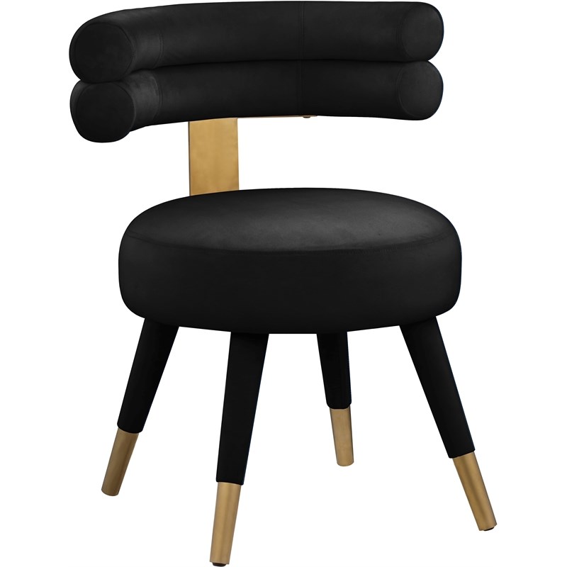 Meridian Furniture Fitzroy Black Velvet Dining Chair (Set of 2)